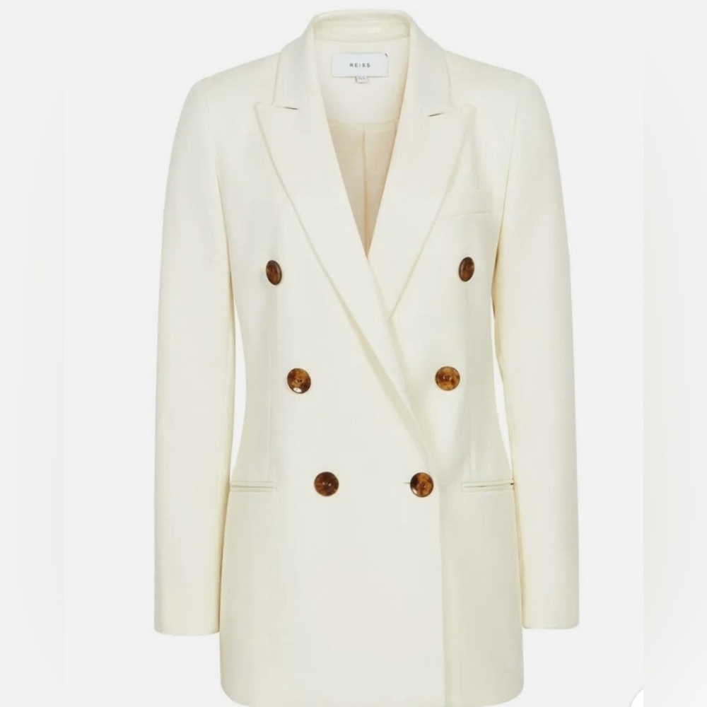 Reiss Cream Double-Breasted Blazer